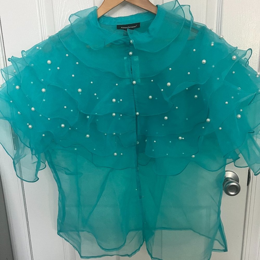 Sheer Teal Waist Jacket